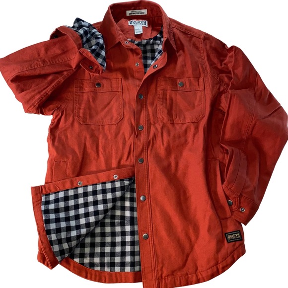 Duluth Trading Flannel Lined Limber Jac Shacket Men Small Gopecore Barn Firehose - Picture 1 of 14
